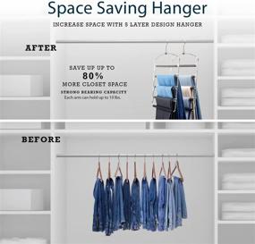 img 1 attached to 👖 Pants Hangers 5 Layers Closet Storage Organizer - Non-Slip Multi-Purpose Space Saving Hanger with Foam Padded Swing Arm for Pants, Jeans, Scarves, Trousers, Skirts (4 Pack) by HOUSE DAY