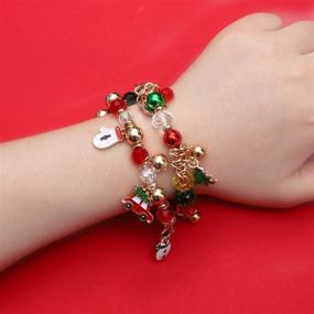 img 1 attached to Colorful Christmas Beaded Bracelets: Festive Handmade Holiday Stack Set with Santa Claus, Reindeer & More - Perfect Gift for Women, Girls & Kids