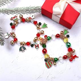 img 2 attached to Colorful Christmas Beaded Bracelets: Festive Handmade Holiday Stack Set with Santa Claus, Reindeer & More - Perfect Gift for Women, Girls & Kids