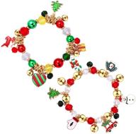 colorful christmas beaded bracelets: festive handmade holiday stack set with santa claus, reindeer & more - perfect gift for women, girls & kids logo