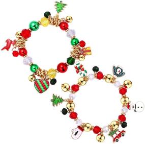 img 4 attached to Colorful Christmas Beaded Bracelets: Festive Handmade Holiday Stack Set with Santa Claus, Reindeer & More - Perfect Gift for Women, Girls & Kids