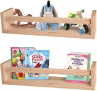 📚 bomid nursery shelves set: natural wood floating bookshelves for kids, wall décor, bathroom & kitchen organizer logo