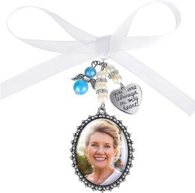 img 4 attached to 💐 Lacy Oval Wedding Bouquet Charm: A Bridal Party's Memorable Something Blue Pendant