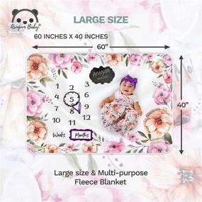 img 1 attached to 👶 ARUGUMBABY Baby Girl Milestone Blanket - Baby Photo Blanket - Growth Chart Blanket for Girls - Large Purple Floral Design - 60&#34; x 40&#34;