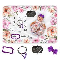 👶 arugumbaby baby girl milestone blanket - baby photo blanket - growth chart blanket for girls - large purple floral design - 60&#34; x 40&#34; logo