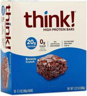 🍫 indulge in think products' thinkthin bar brownie crunch - a pack of 10 bars for ultimate snacking pleasure! logo