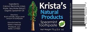 img 2 attached to 🌱 75g (2.6oz) Organic Spearmint Toothpaste by Krista's Natural Products