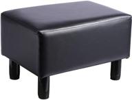 🪑 varbucamp small ottoman foot stool, 15.7" black pu leather padded seat footrest for bedroom and living room logo
