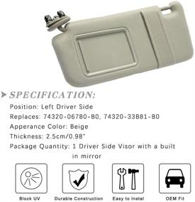 img 2 attached to 🚘 2007-2011 Toyota Camry Left Driver Side Sun Visor Replacement (Beige) - No Sunroof