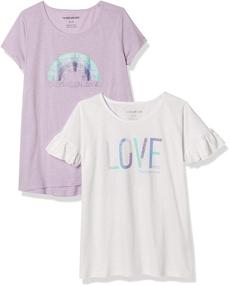 img 3 attached to 👚 Stylish Calvin Klein Girls' 2 Pack Short Sleeve Graphic Logo Tees: Shop Now!