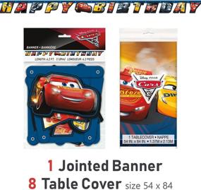 img 1 attached to 🏎️ Праздничные принадлежности Disney Cars для дня рождения - тема Грома Маккуина, полный сервиз для стола на 16 детей - тарелки, салфетки, скатерть, наклейки, баннер и многое другое! Идеальные украшения Pixar