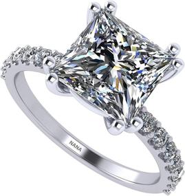 img 4 attached to 💍 Princess Cut Solitaire Engagement Ring with Swarovski Zirconia - Available in 1.50ct, 2.00ct, and 3.00ct Sizes