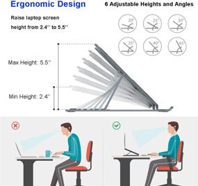 img 3 attached to 📱 JEDIA Ноутбук Стенд - Складной Подставка для Ноутбука | Серебристый Алюминиевый Держатель для Ноутбука с 6 Настраиваемой Высотой и Углом | Совместим с MacBook, Dell, ASUS и другими 10-15.6” Ноутбуками