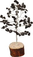 yathabi black tourmaline chakra tree: natural healing crystal feng shui money bonsai tree - home decor for wealth, luck, and prosperity, aura cleansing - silver wire (size 7-8 inch) логотип