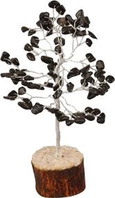 img 4 attached to YATHABI Black Tourmaline Chakra Tree: Natural Healing Crystal Feng Shui Money Bonsai Tree - Home Decor for Wealth, Luck, and Prosperity, Aura Cleansing - Silver Wire (Size 7-8 Inch)