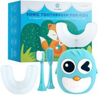 🦷 ultimate oral care for kids: sonic auto toothbrush set with u-shaped design, 4 brush heads - bpa free, cpsia certified, autobrush toothbrush for age 3-12 teal logo
