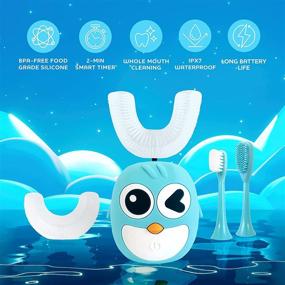img 1 attached to 🦷 Ultimate Oral Care for Kids: Sonic Auto Toothbrush Set with U-Shaped Design, 4 Brush Heads - BPA Free, CPSIA Certified, Autobrush Toothbrush for Age 3-12 Teal