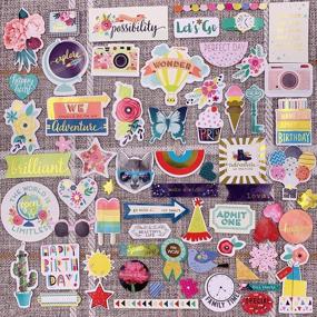 img 2 attached to 🎉 97pcs Cardstock Scrapbook Stickers: Party Favor & Metallic Masking Stickers for Laptop, Planner and Crafts