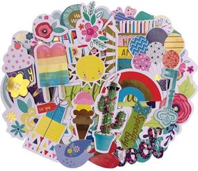 img 4 attached to 🎉 97pcs Cardstock Scrapbook Stickers: Party Favor & Metallic Masking Stickers for Laptop, Planner and Crafts