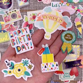 img 1 attached to 🎉 97pcs Cardstock Scrapbook Stickers: Party Favor & Metallic Masking Stickers for Laptop, Planner and Crafts