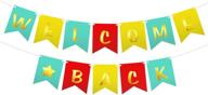 🏠 hatcher lee welcome back home baby banner - hanging pennant party decorations in blue, yellow, and red logo