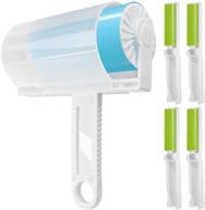 5 pack sticky lint roller set - reusable and washable travel dust picker for clothes, pet hair and debris - blue and green logo