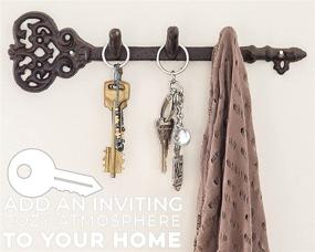 img 3 attached to Vintage Key Decorative Wall Mounted Key Holder with 3 Hooks - Rustic Cast Iron - 11 x 2.8” - Screws and Anchors Included (Rust Brown)