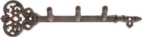 img 4 attached to Vintage Key Decorative Wall Mounted Key Holder with 3 Hooks - Rustic Cast Iron - 11 x 2.8” - Screws and Anchors Included (Rust Brown)