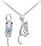 jemplestic cute cat pendant necklace: 925 sterling silver jewelry for women and girls - perfect cat lover gift for daughters logo