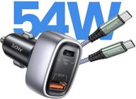 🔌aoienope usb c автомобильное зарядное устройство: 54w pd и qc 3.0 два порта быстрой зарядки для iphone, galaxy, macbook и ipad. логотип