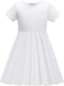 img 4 attached to 👗 TriKalor Girls' Skater Dresses with Sleeve and Pockets