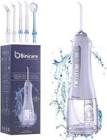 img 4 attached to 🚿 Binicare Water Flosser Cordless: Powerful Oral Irrigator for Braces & Bridges Care - 5 Modes, 4 Jet Tips, Rechargeable & Waterproof