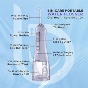 img 2 attached to 🚿 Binicare Water Flosser Cordless: Powerful Oral Irrigator for Braces & Bridges Care - 5 Modes, 4 Jet Tips, Rechargeable & Waterproof