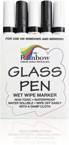 img 3 attached to 🖍️ Black and White 5 Pack Glass Pen Window Marker - Washable Paint for Car Windows, Mirrors, Signs, Crafts - Glass Markers, Car Marker or Mirror Pen