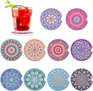 🚗 absorbent car coasters for drinks, 10 pack 2.56in ceramic car coasters with finger notch for easy removal, car cup holder coaster for car, cute car accessories for women and men logo