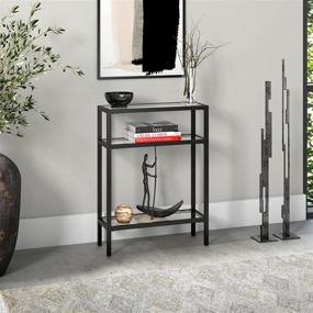 img 4 attached to Blackened Bronze Henn&Hart Contemporary Metal Shelves Console Table | 22-Inch Stylish Furniture