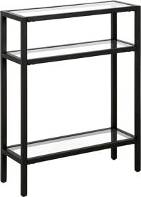 img 3 attached to Blackened Bronze Henn&Hart Contemporary Metal Shelves Console Table | 22-Inch Stylish Furniture