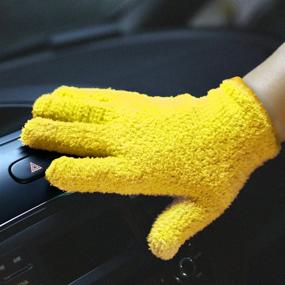 img 3 attached to Efficient Cleaning with GRATOSO Microfiber Dusting Gloves: Reusable Mitts for Window-Blinds, Lamps, Mirrors, and More - 1 Pair/Yellow