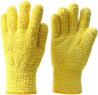 efficient cleaning with gratoso microfiber dusting gloves: reusable mitts for window-blinds, lamps, mirrors, and more - 1 pair/yellow logo