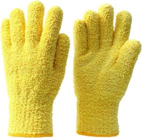 img 4 attached to Efficient Cleaning with GRATOSO Microfiber Dusting Gloves: Reusable Mitts for Window-Blinds, Lamps, Mirrors, and More - 1 Pair/Yellow