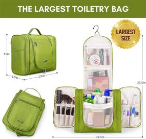 img 3 attached to Hanging Toiletry Bag for Women and Men: Spacious and Waterproof Travel Organizer with Hook - Ideal for Kids, Girls, and Makeup Enthusiasts - 13 x 11 x 6.3 inch