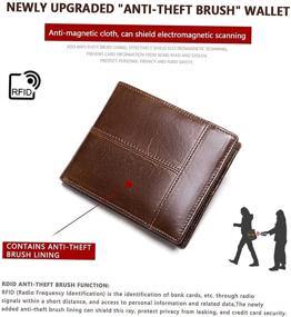 img 1 attached to PUSLAN Leather Bifold Wallet with Window - Essential Men's Accessories