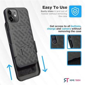 img 1 attached to 📱 Rome Tech Holster Case Belt Clip for iPhone 12 Pro / Apple iPhone 12 - Slim Heavy Duty Shell Holster Combo - Rugged Phone Cover with Kickstand Compatible with iPhone 12 - Black: Find the Perfect Protection for Your iPhone 12!