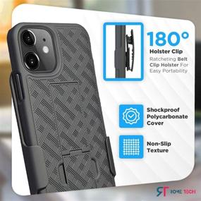 img 2 attached to 📱 Rome Tech Holster Case Belt Clip for iPhone 12 Pro / Apple iPhone 12 - Slim Heavy Duty Shell Holster Combo - Rugged Phone Cover with Kickstand Compatible with iPhone 12 - Black: Find the Perfect Protection for Your iPhone 12!