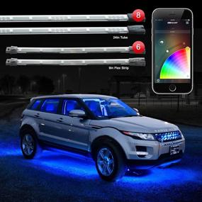 img 4 attached to 🚗 XKchrome App-Controlled LED Car Light Kit: 8pc 24" Under Glow Tube + 6pc 10" Interior Strips - Millions of Colors and Patterns - Music Sync - Smart Brake Feature
