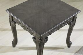 img 1 attached to 🪑 Exquisite Grey Wood End Table with Traditional Ornate Detailing by Roundhill Furniture