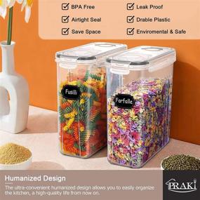 img 2 attached to 🍲 BPA-Free Airtight Cereal Containers Storage Set - PRAKI 5PCS with Lids for Kitchen Pantry Organization & Storage - Ideal for Sugar, Baking Supplies - Includes 20 Labels & Markings (4L Grey)