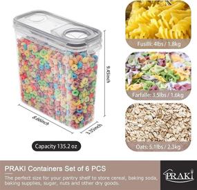 img 3 attached to 🍲 BPA-Free Airtight Cereal Containers Storage Set - PRAKI 5PCS with Lids for Kitchen Pantry Organization & Storage - Ideal for Sugar, Baking Supplies - Includes 20 Labels & Markings (4L Grey)