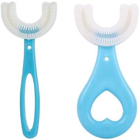 img 4 attached to 🦷 Kid's U-Shaped Toothbrush Set – All Rounded Children's 360° Oral Care Kit (Blue, 2/4PCS)