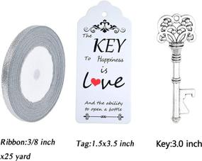 img 3 attached to Aokbean Wedding Favor Gift Set: 52pcs Antique Rustic Vintage Skeleton Key Bottle Opener, with Escort Thank You Card and Ribbons - Antique Silver